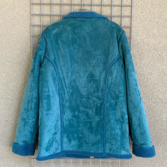Teal Blue Warm Fuzzy Winter Jacket - Picture 6 of 6